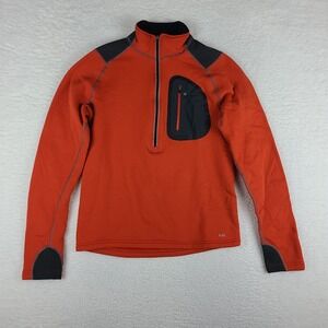 REI Fleece‎ Sweater Mens Small Orange Half Zip Performance Tech Golf Portal